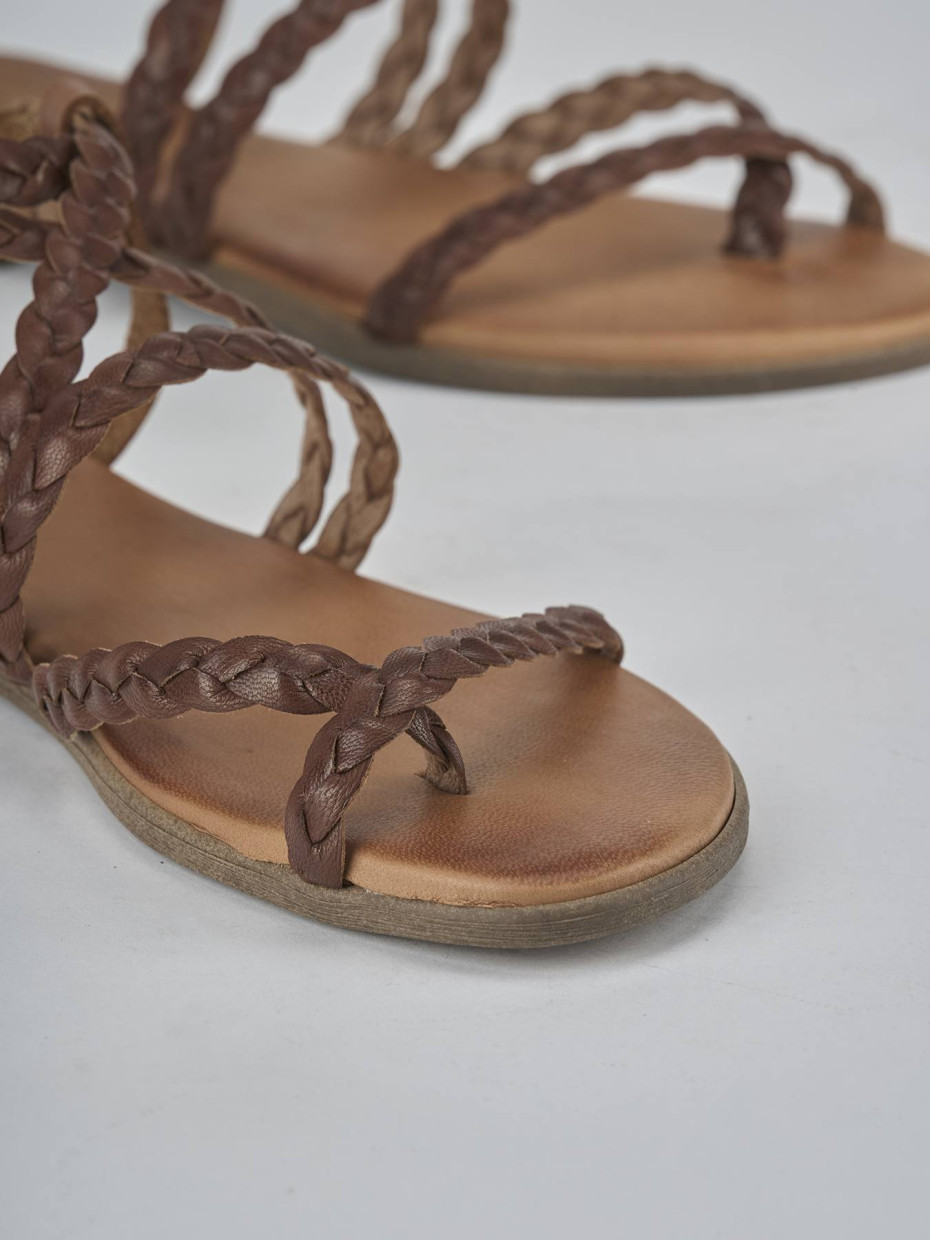 Sandali tacco 1cm pelle marrone