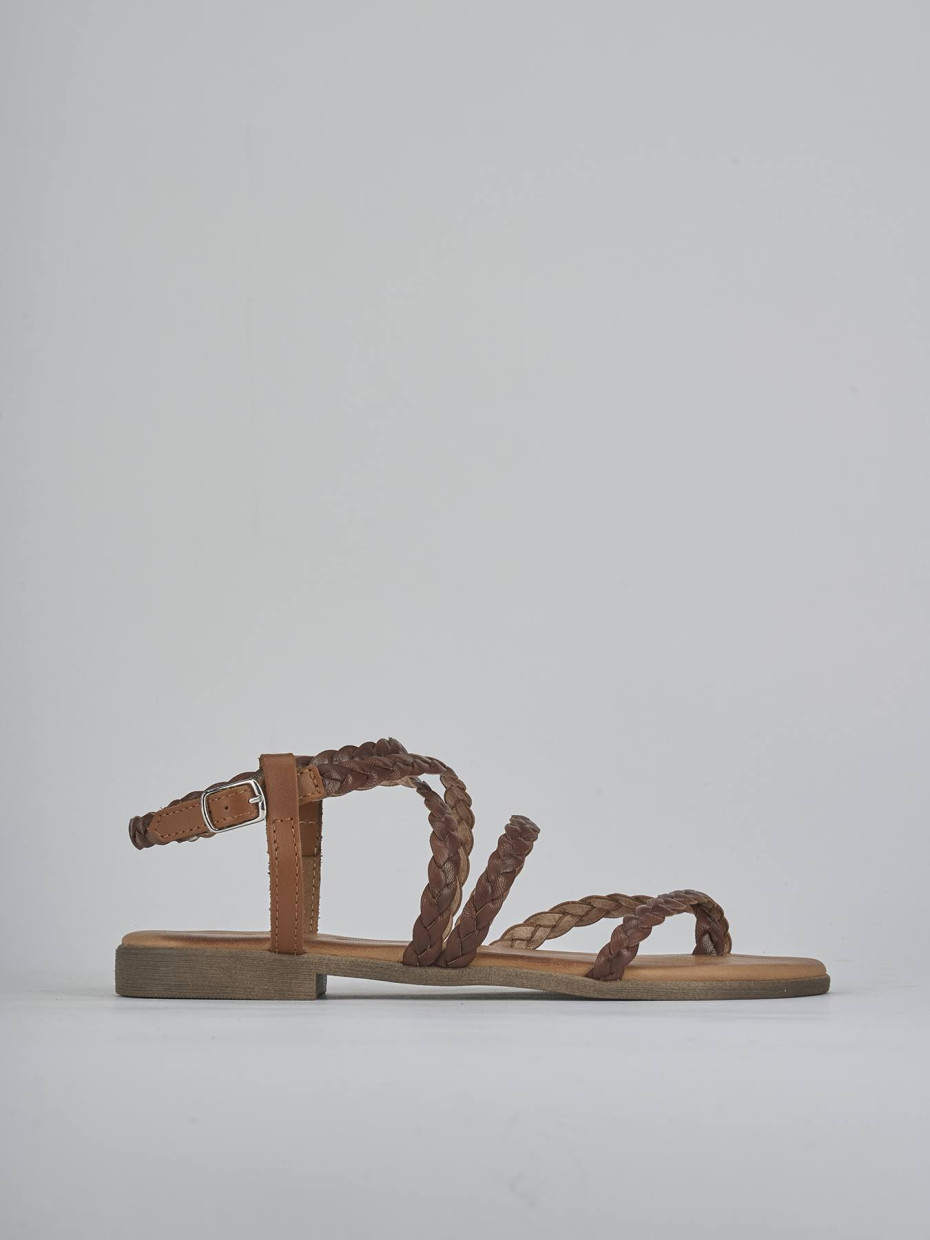 Sandali tacco 1cm pelle marrone