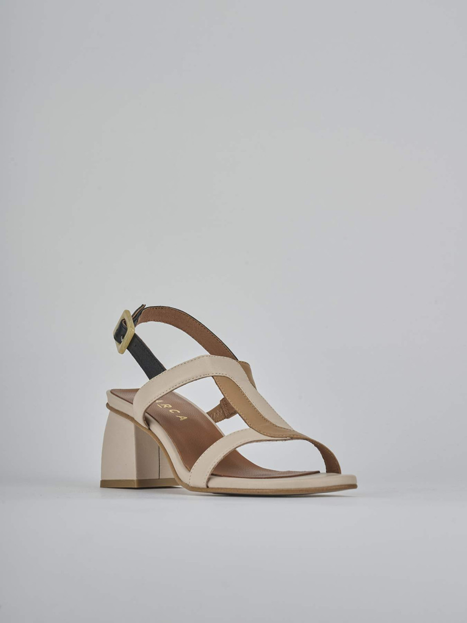 Sandali tacco 5cm pelle beige