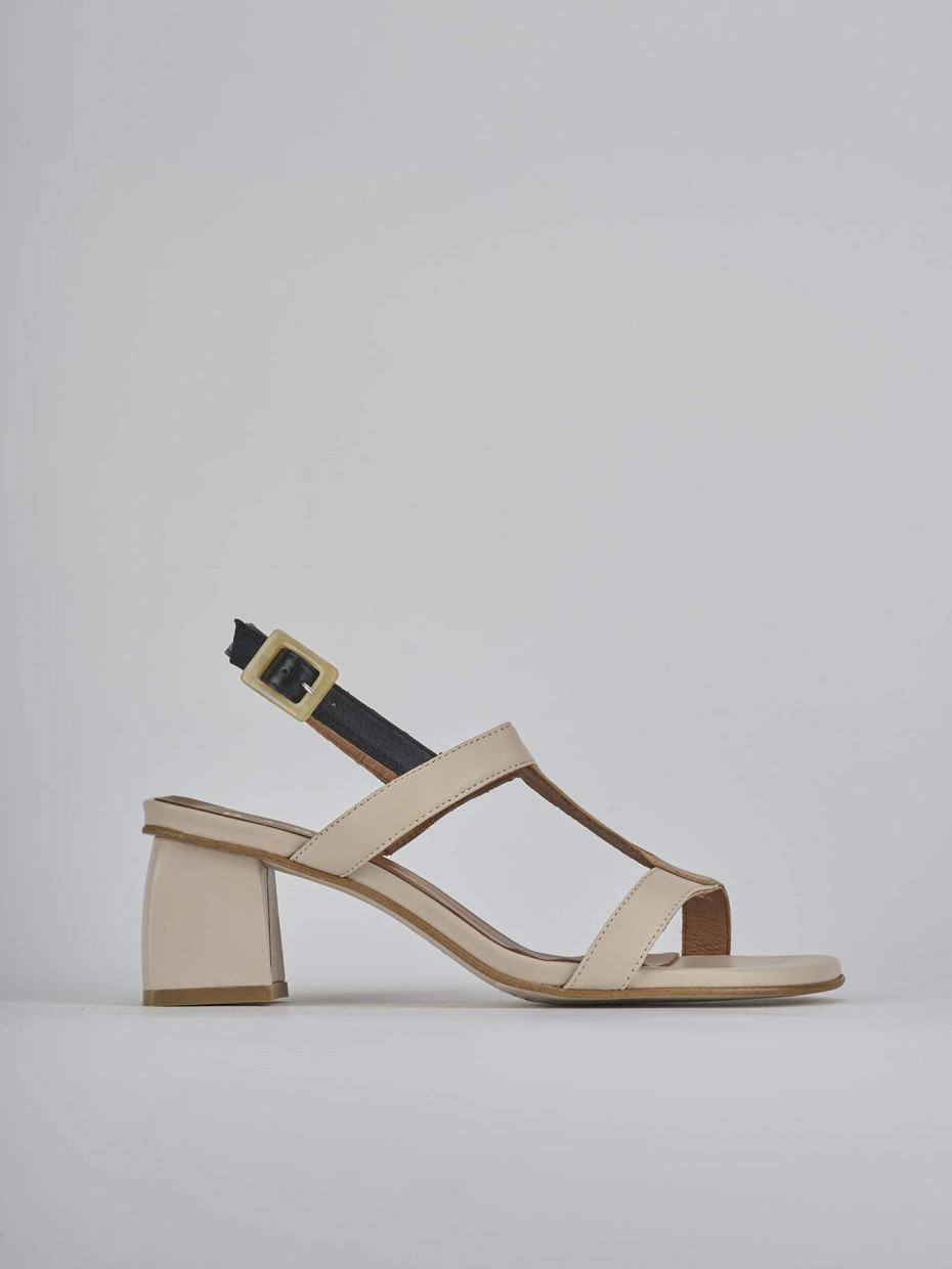 Sandali tacco 5cm pelle beige