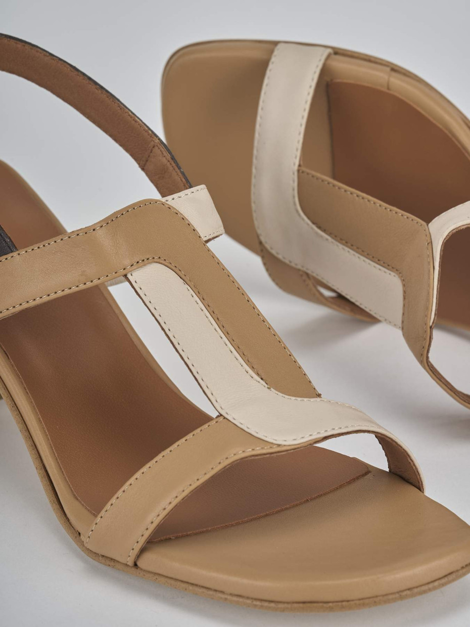 Sandali tacco 5cm pelle marrone