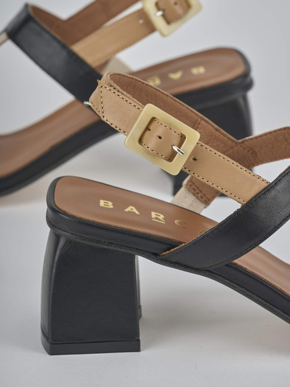 Sandali tacco 5cm pelle nero