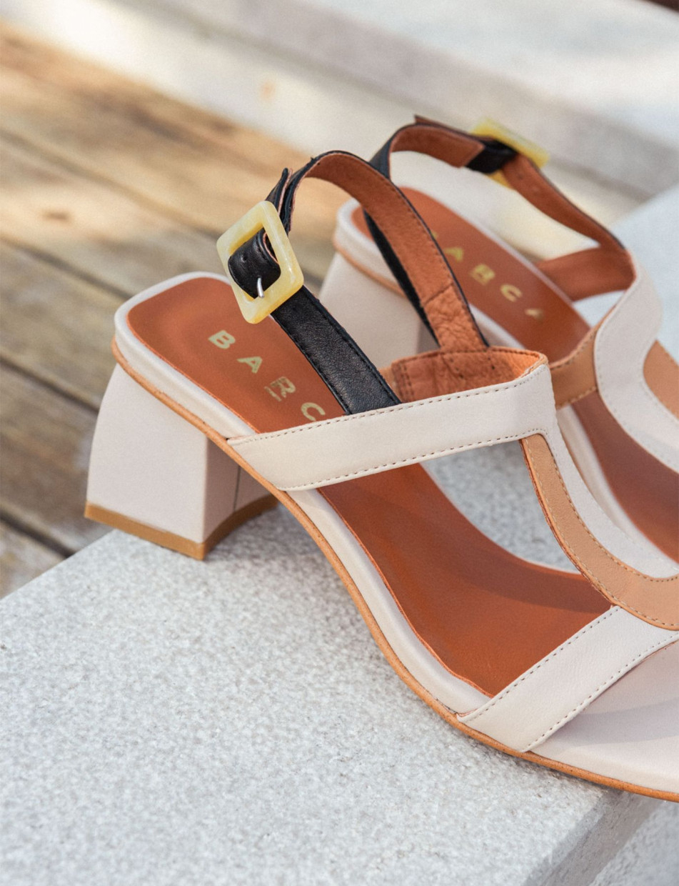 Sandali tacco 5cm pelle beige