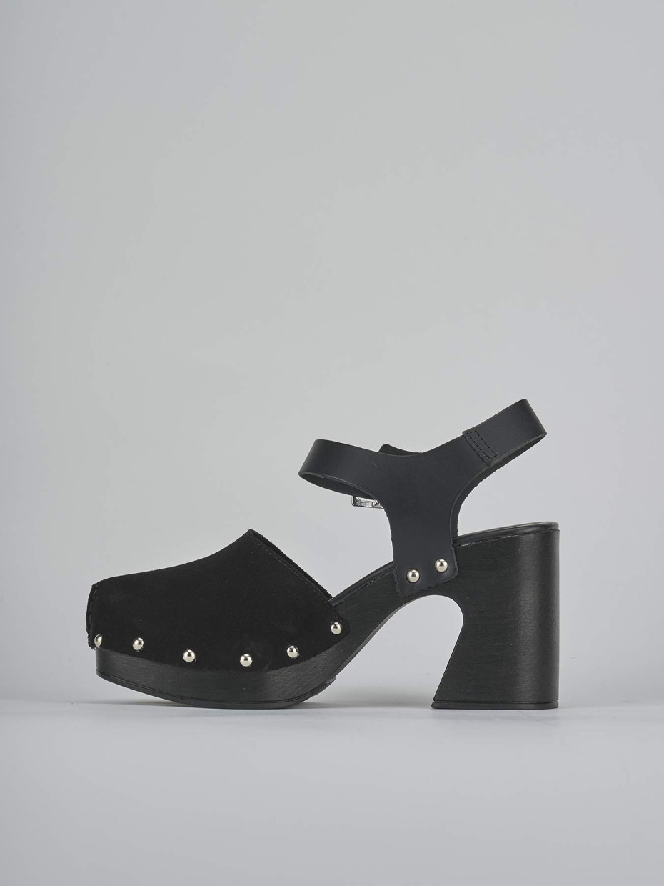 Sandali tacco 9cm camoscio nero