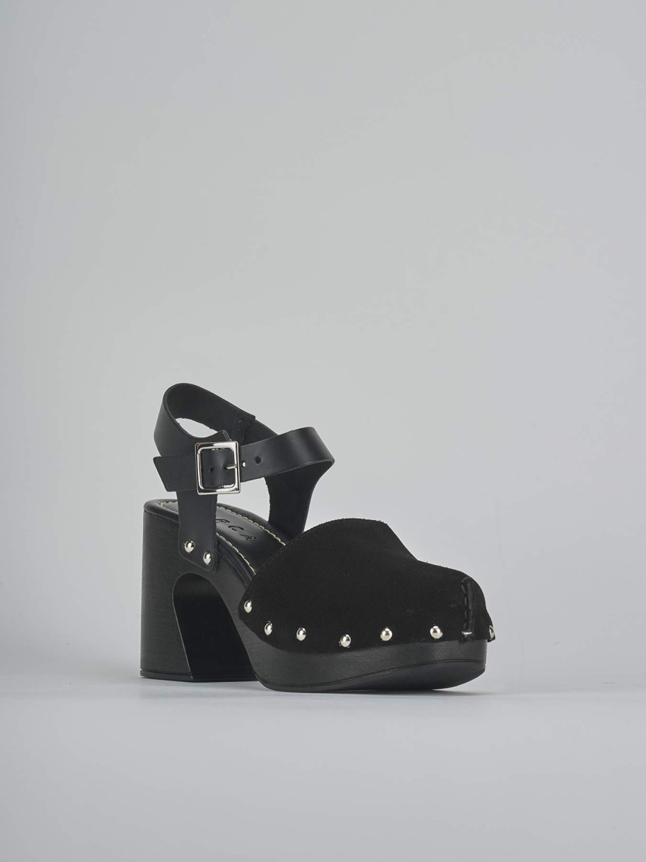 Sandali tacco 9cm camoscio nero