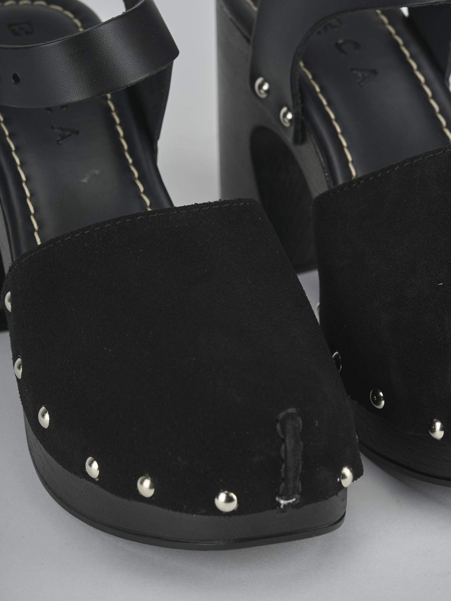 Sandali tacco 9cm camoscio nero