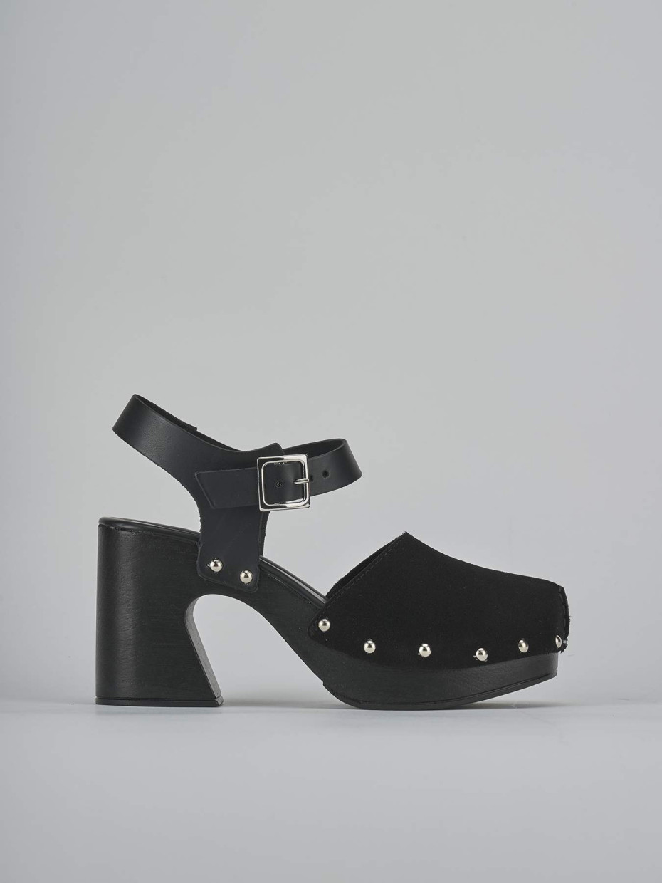 Sandali tacco 9cm camoscio nero