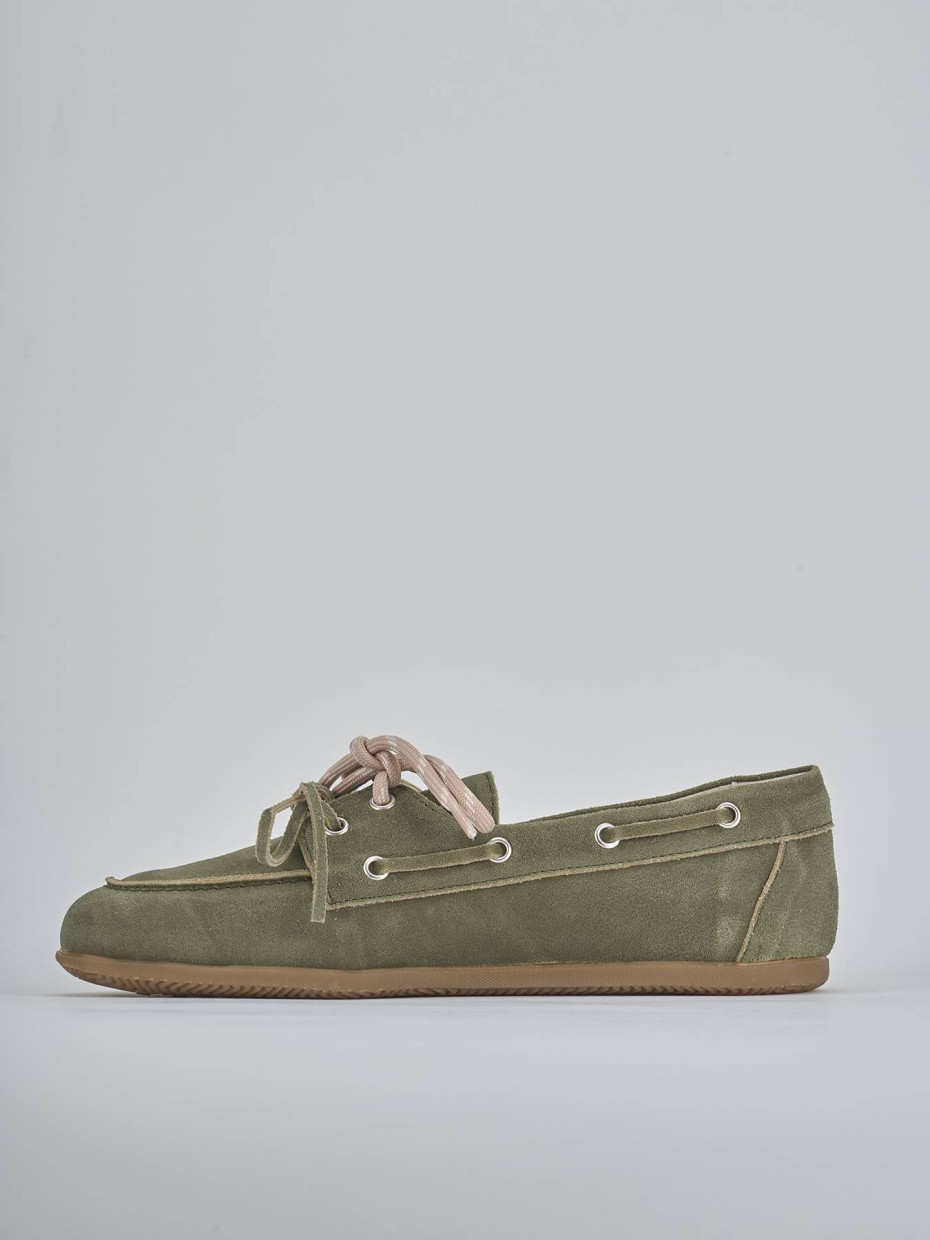 Mocassini tacco 1cm nabuk verde
