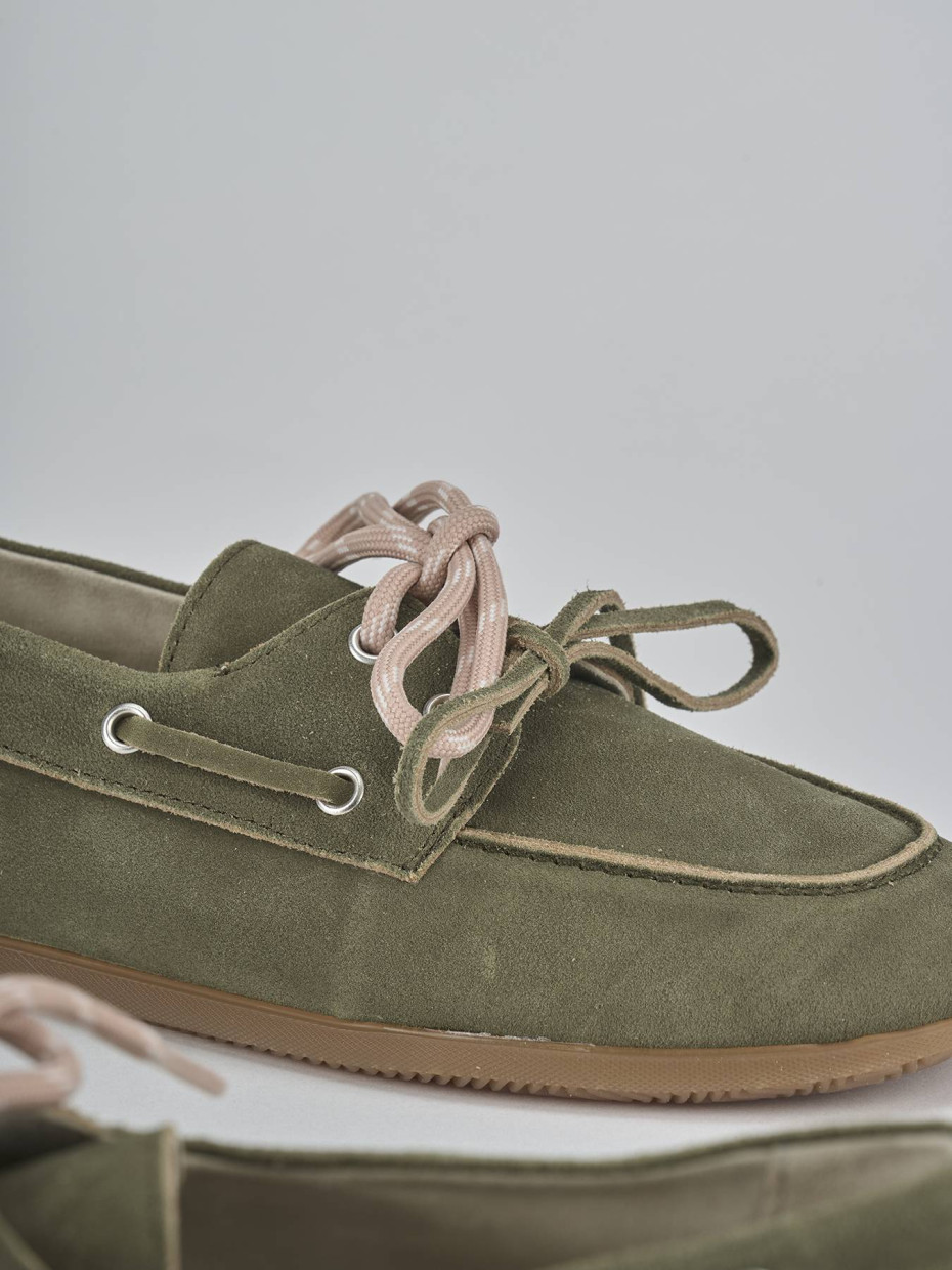 Mocassini tacco 1cm nabuk verde