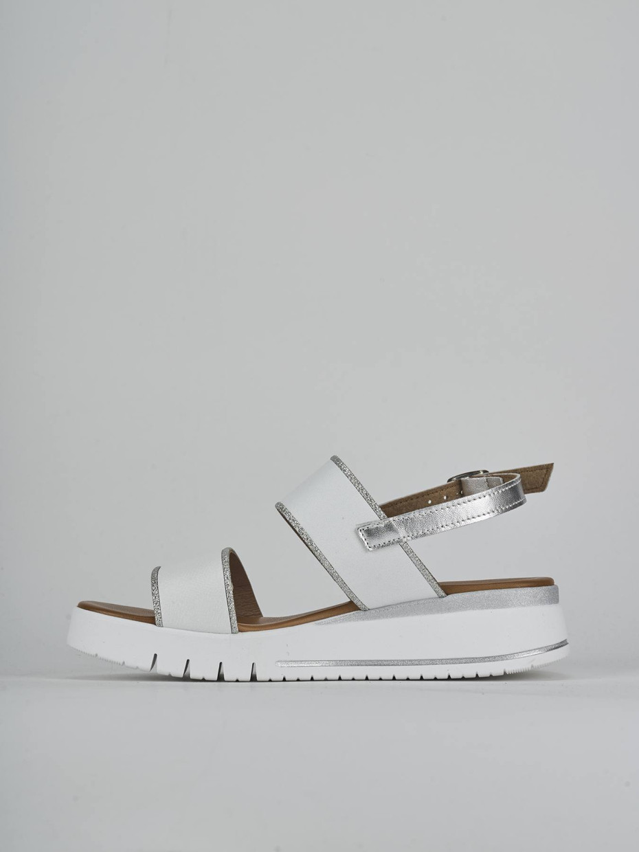 Sandali zeppa tacco 3cm pelle bianco