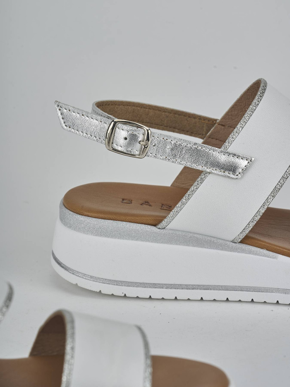 Sandali zeppa tacco 3cm pelle bianco