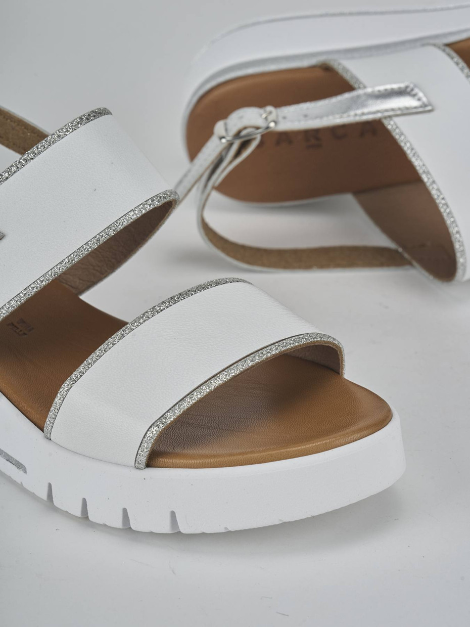 Sandali zeppa tacco 3cm pelle bianco