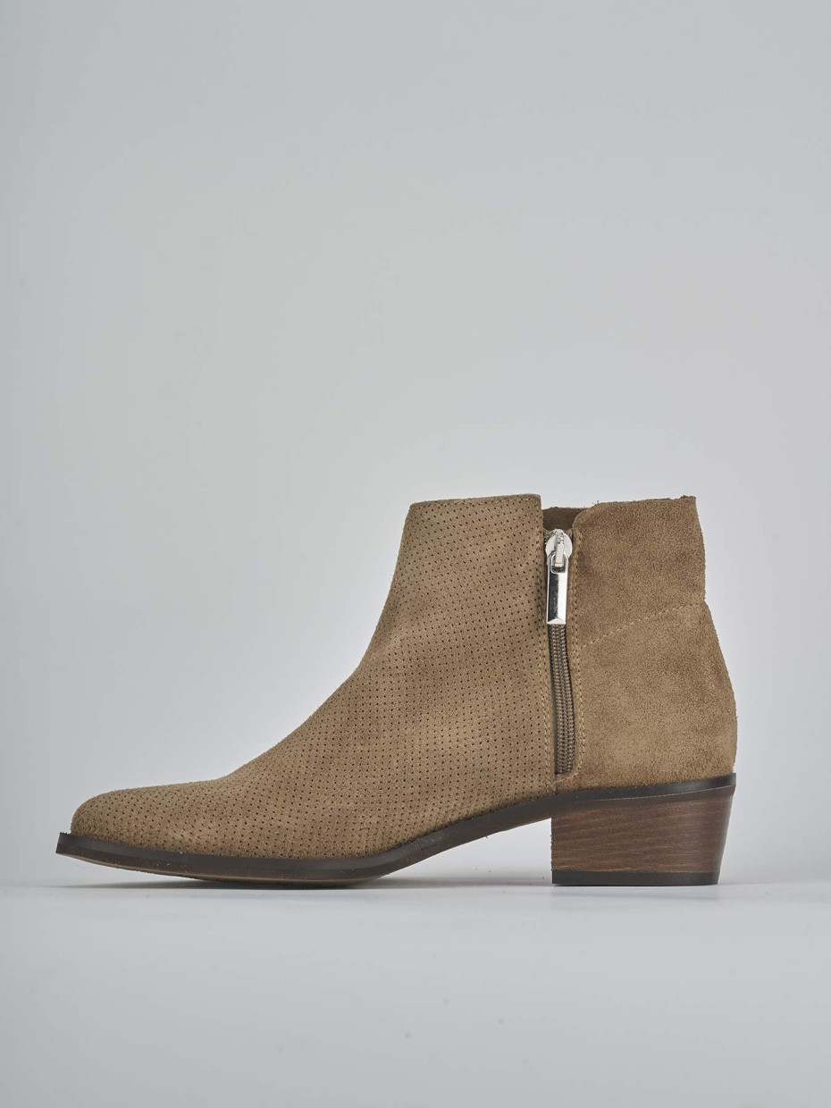 Stivaletti tacco 4cm camoscio marrone