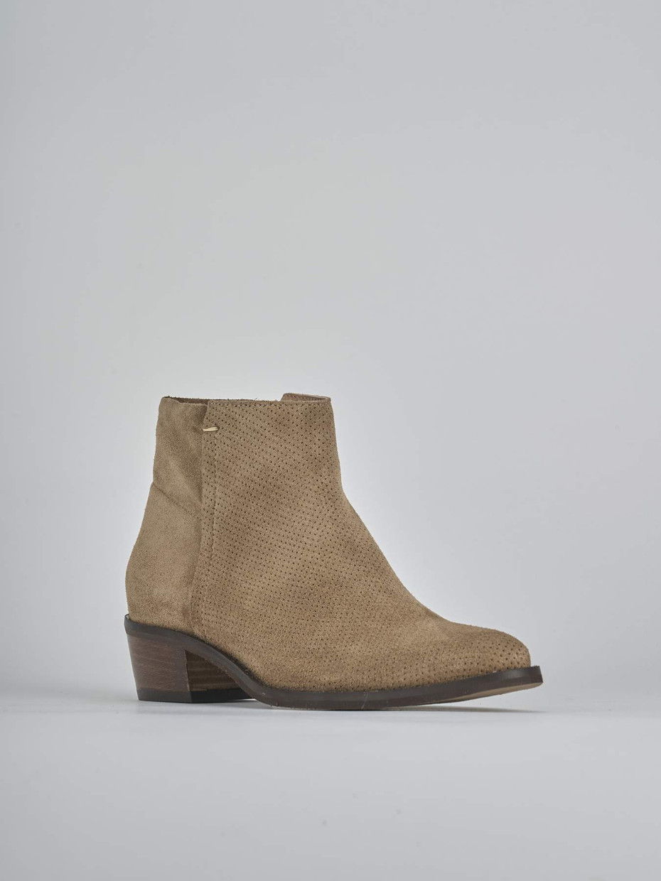 Stivaletti tacco 4cm camoscio marrone