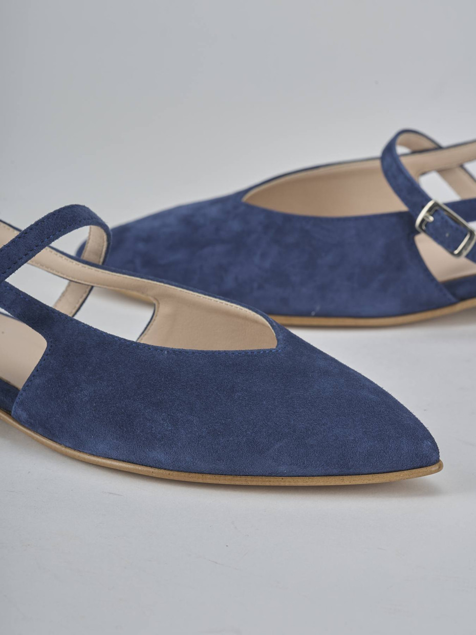 Ballerine tacco 1cm camoscio blu