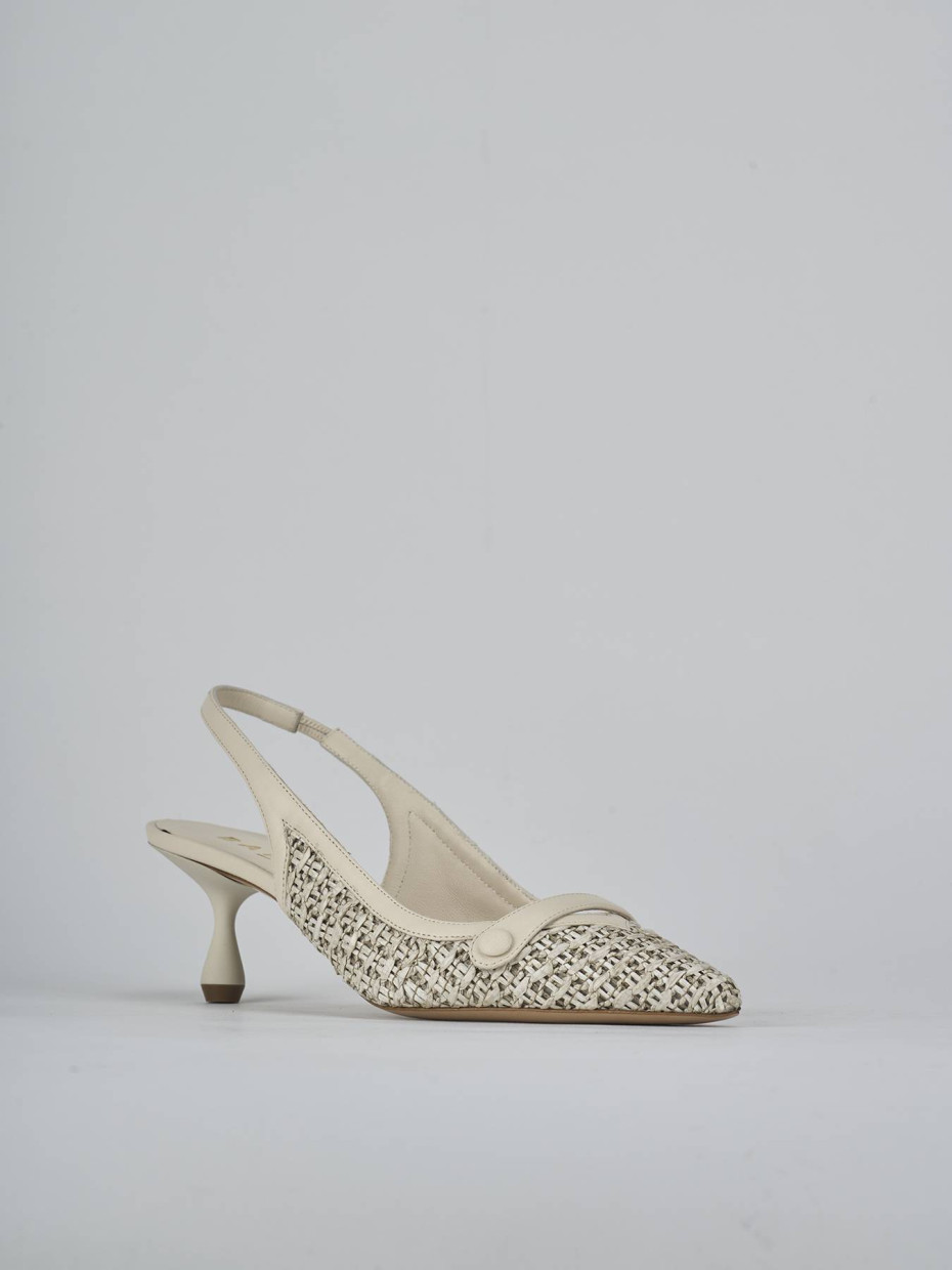 Décolleté e slingback tacco 5cm pelle beige
