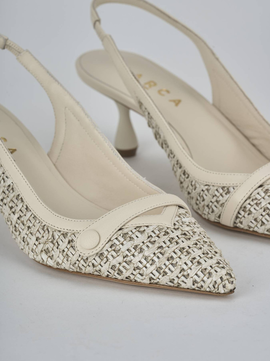 Décolleté e slingback tacco 5cm pelle beige