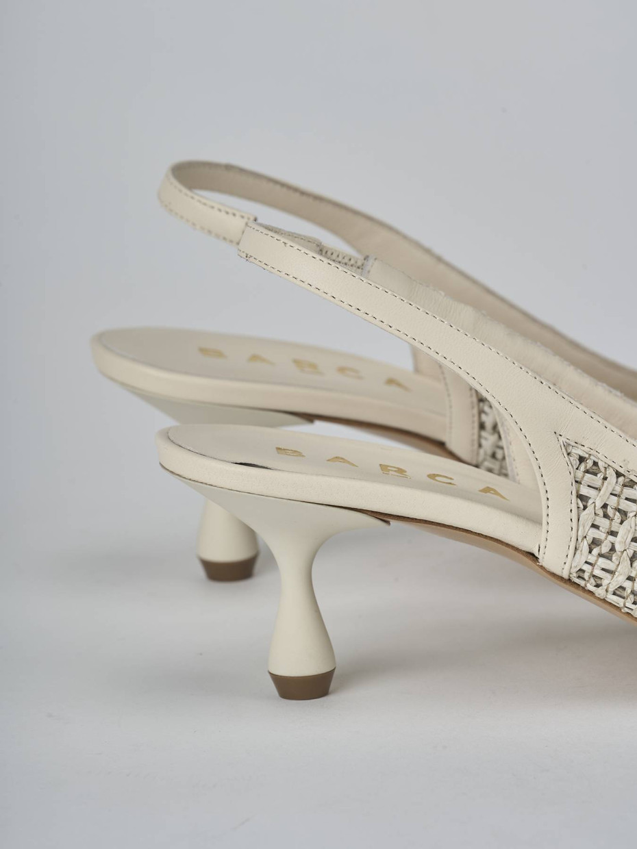 Décolleté e slingback tacco 5cm pelle beige