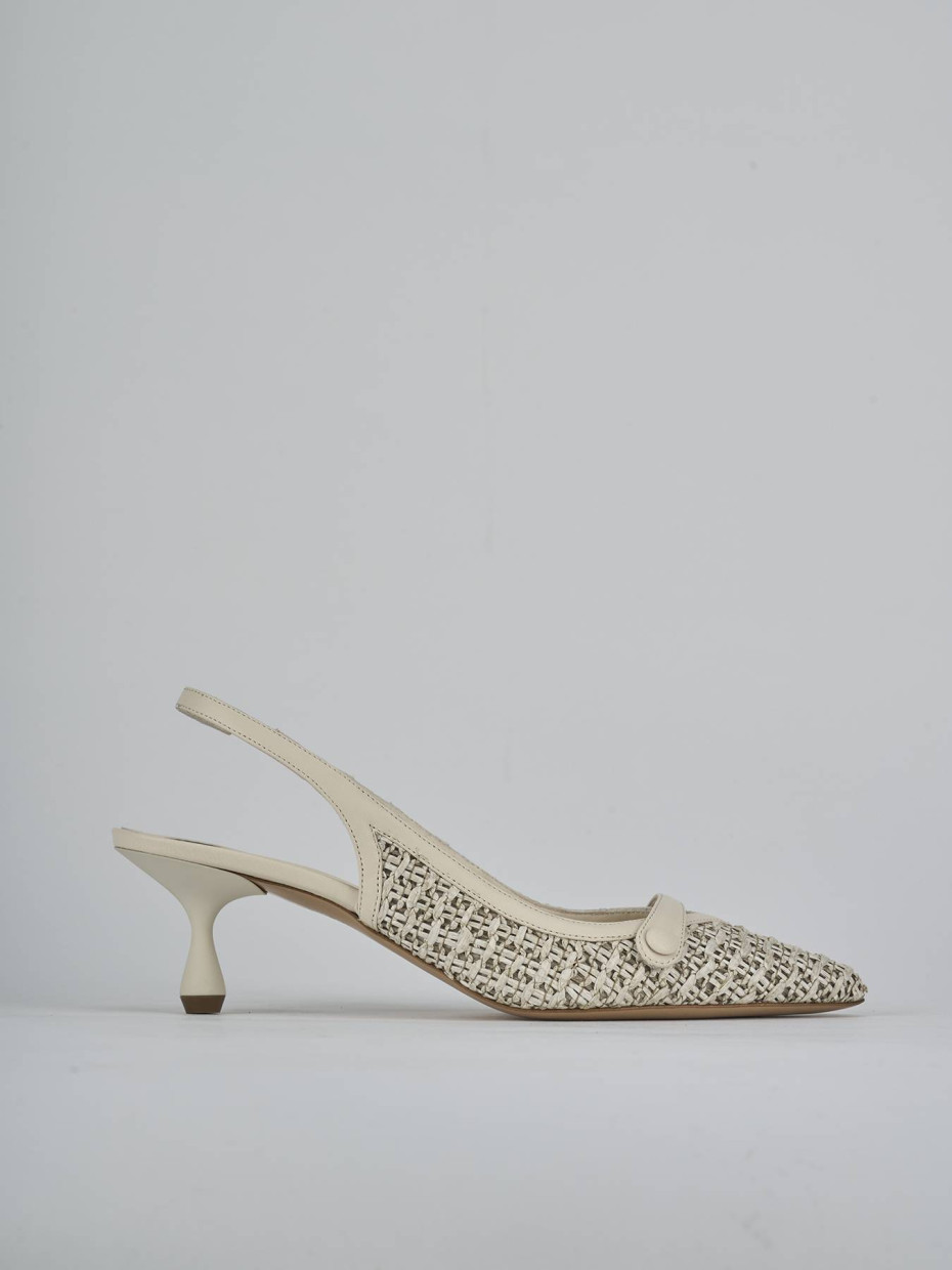 Décolleté e slingback tacco 5cm pelle beige