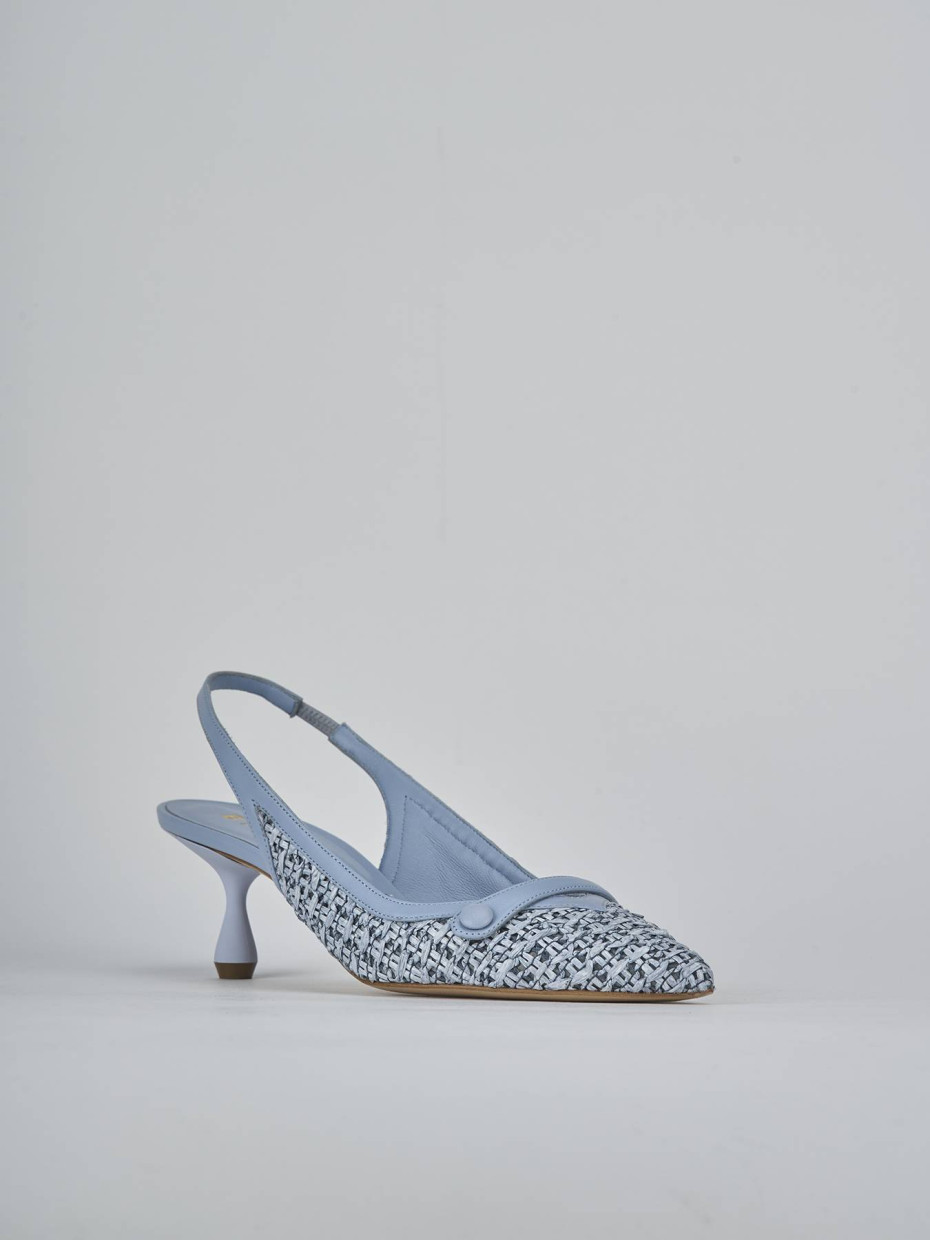 Décolleté e slingback tacco 5cm pelle azzurro