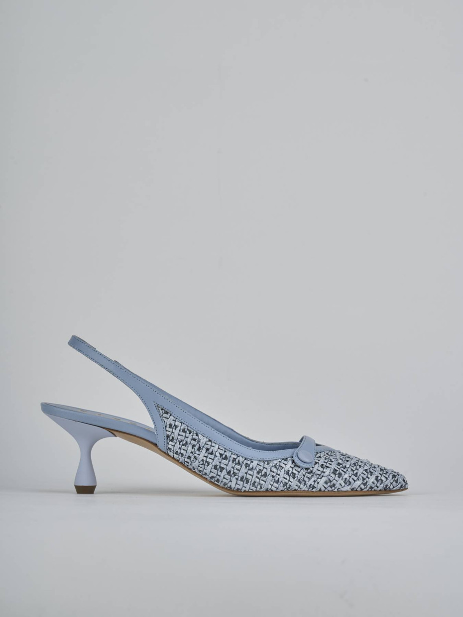 Décolleté e slingback tacco 5cm pelle azzurro
