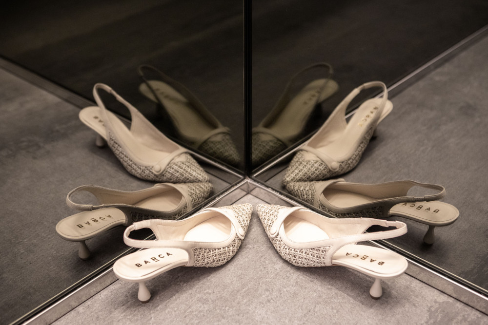 Décolleté e slingback tacco 5cm pelle beige