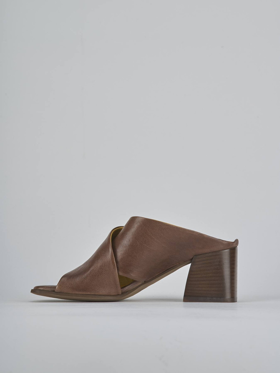 Ciabatte tacco 6cm pelle testa