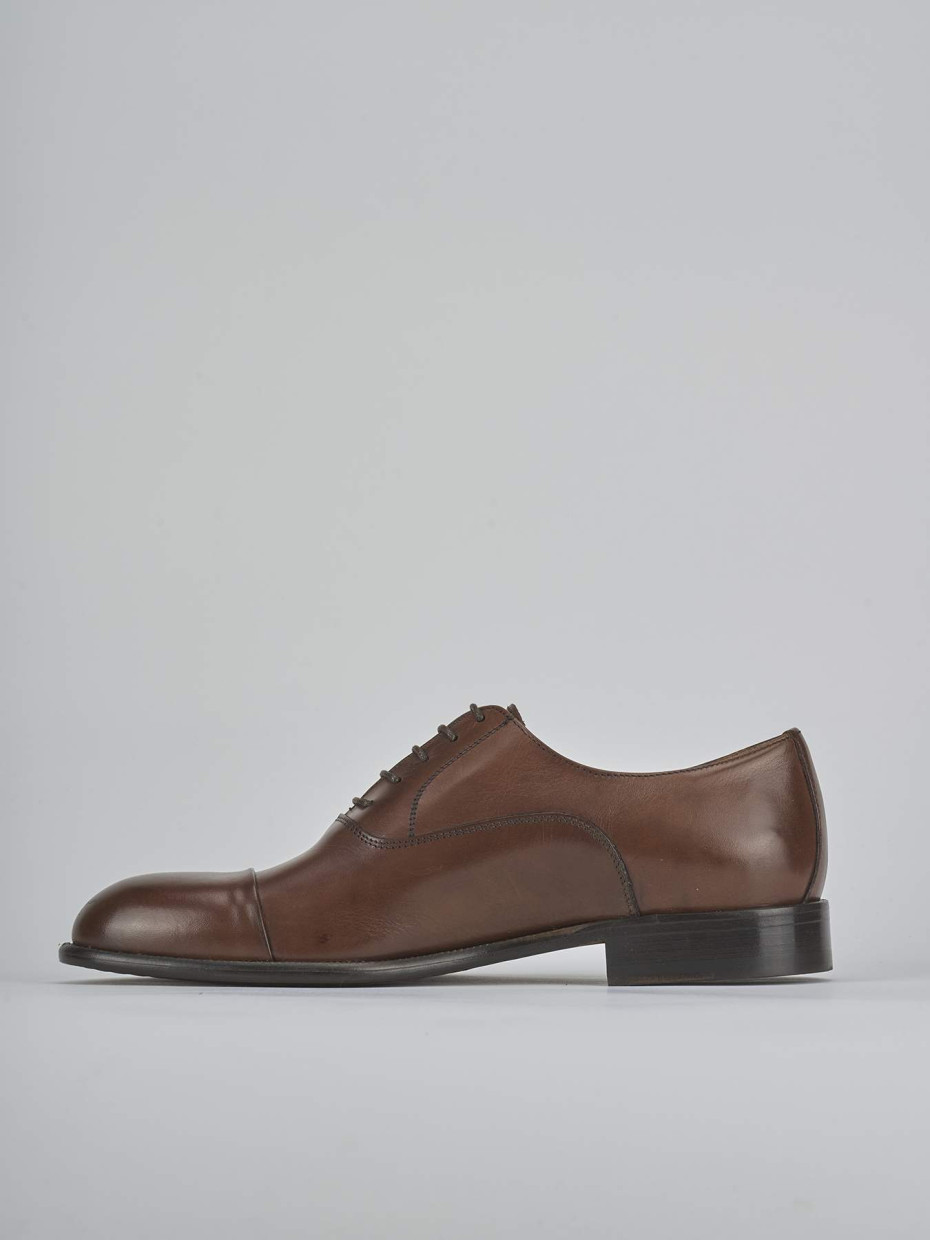 Stringate tacco 1cm pelle marrone