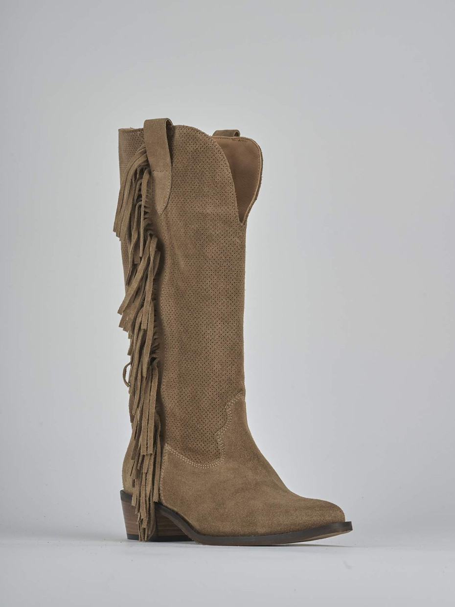 Stivali tacco 4cm camoscio marrone