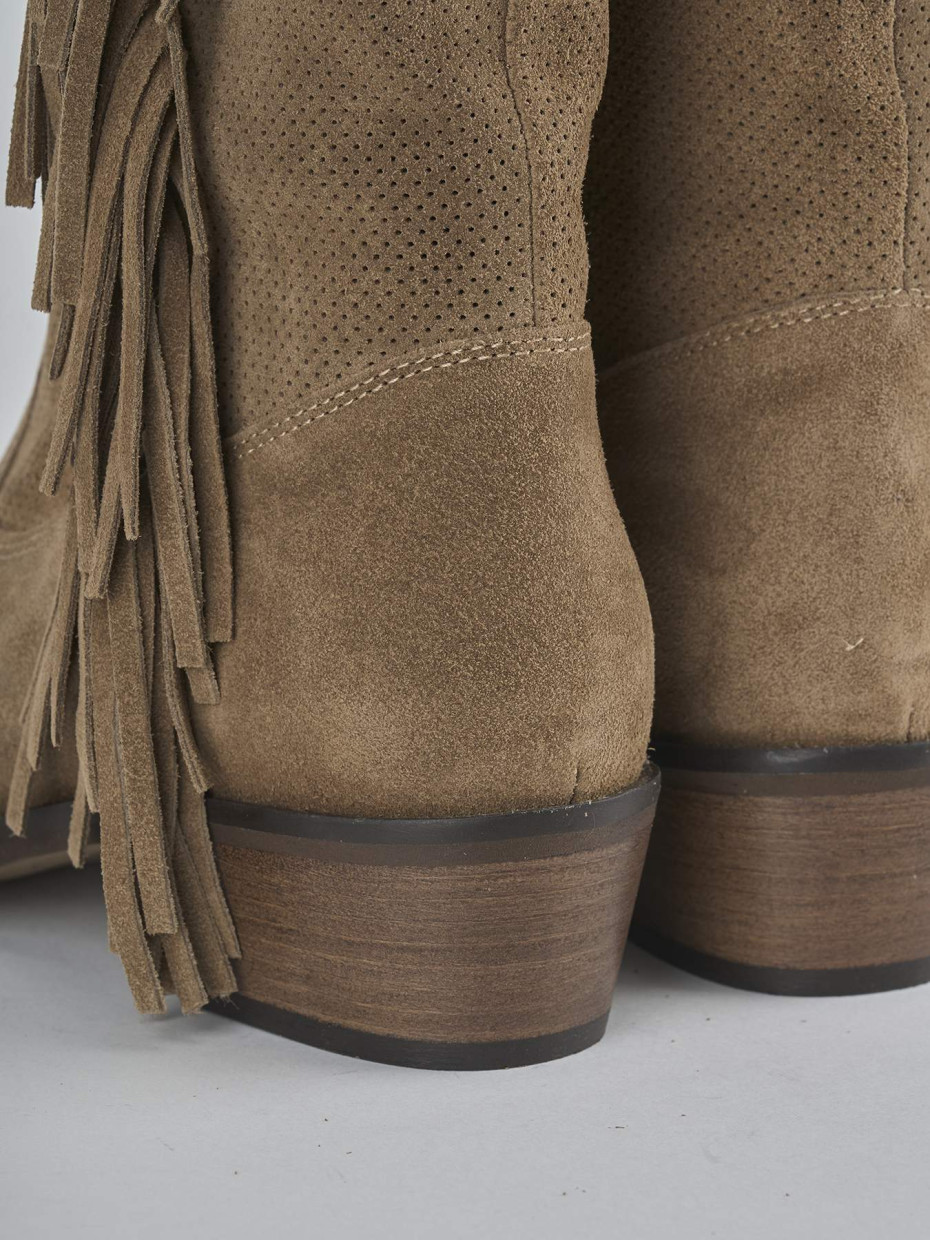 Stivali tacco 4cm camoscio marrone