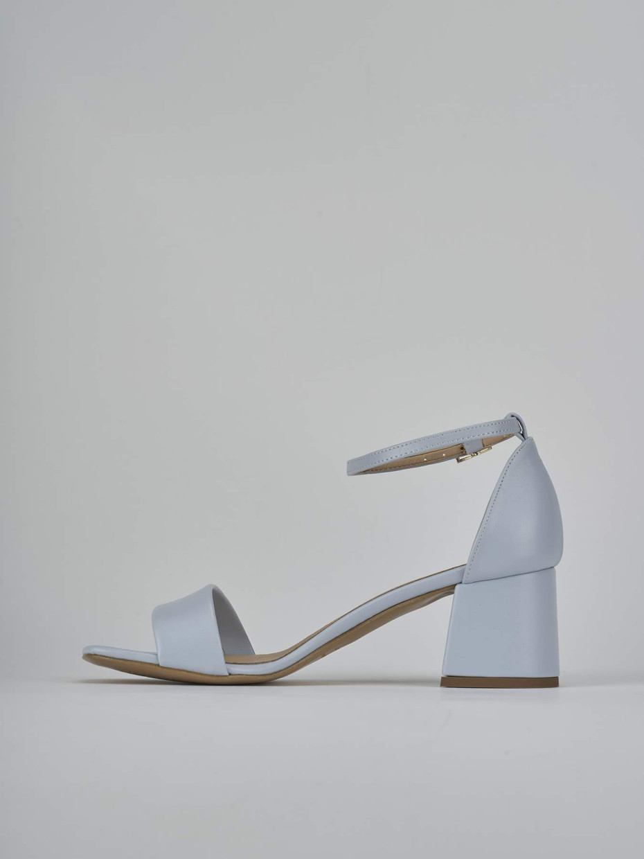 Sandalo tacco 6 cm azzurro pelle