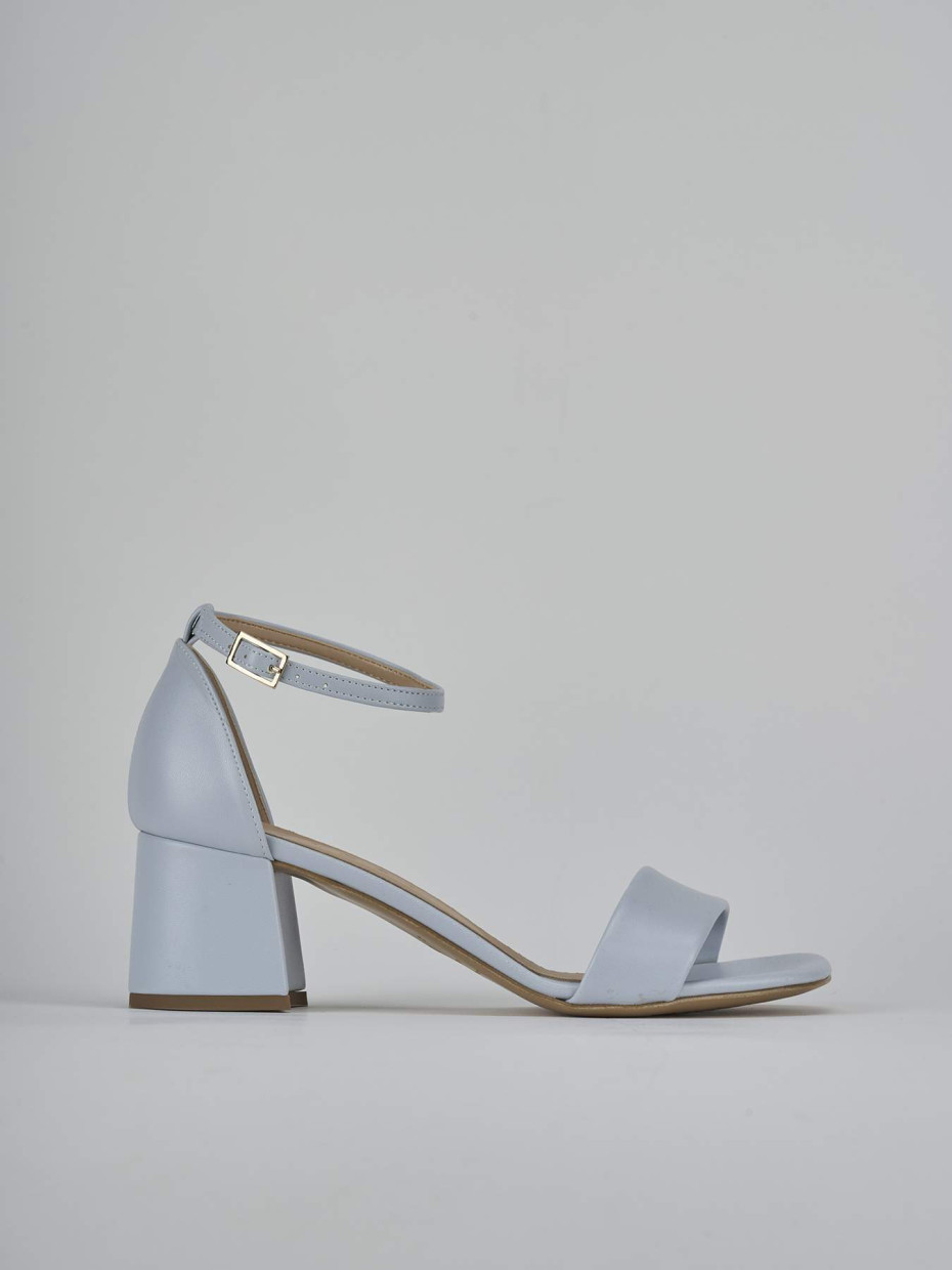Sandalo tacco 6 cm azzurro pelle