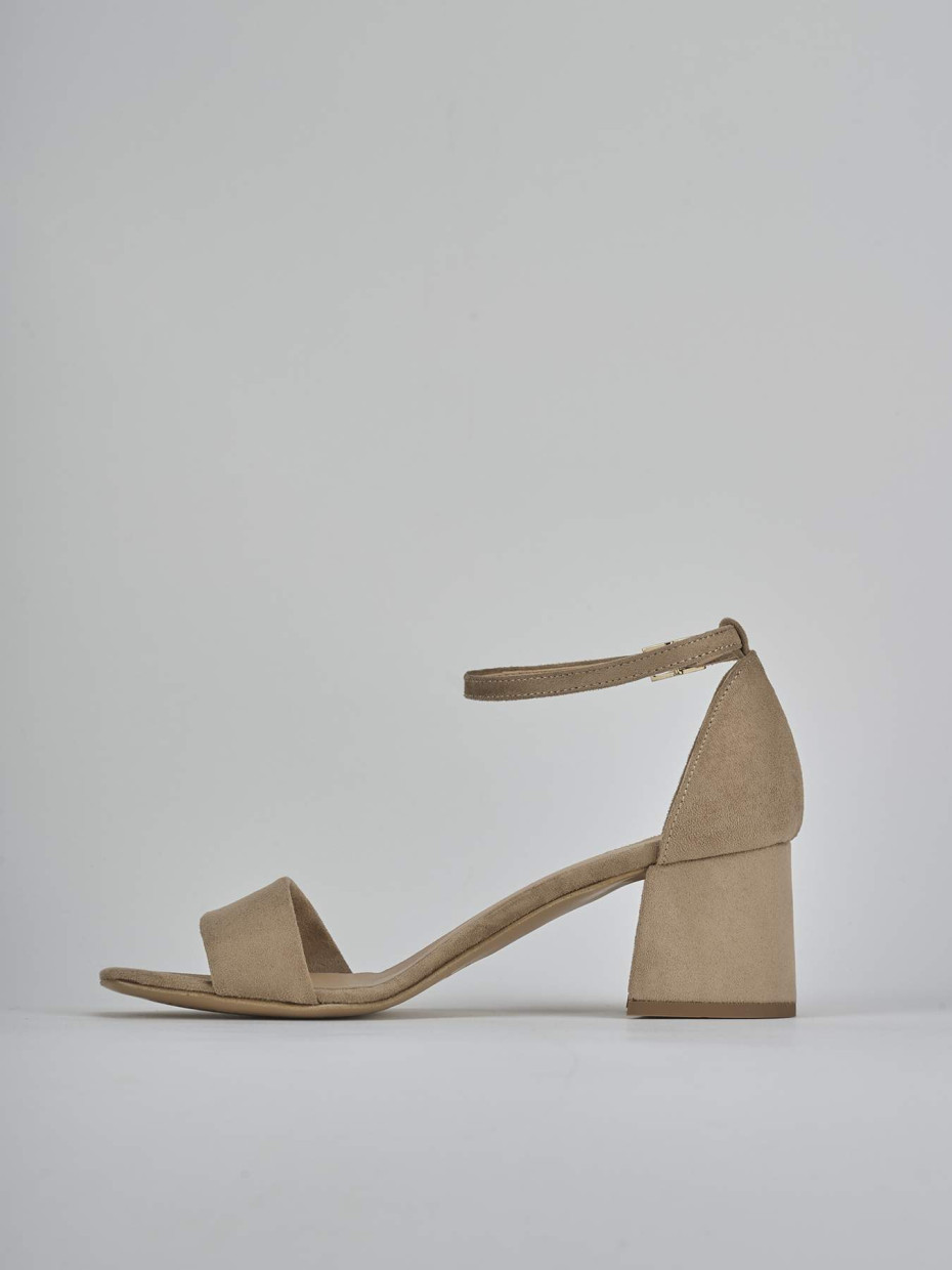 Sandalo tacco 6 cm beige camoscio