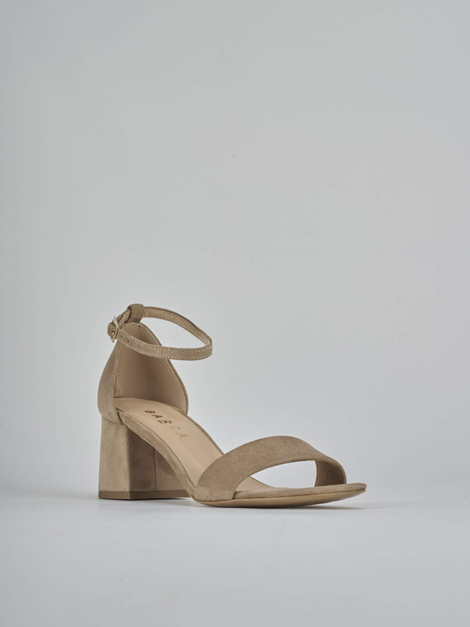 Sandalo tacco 6 cm beige camoscio