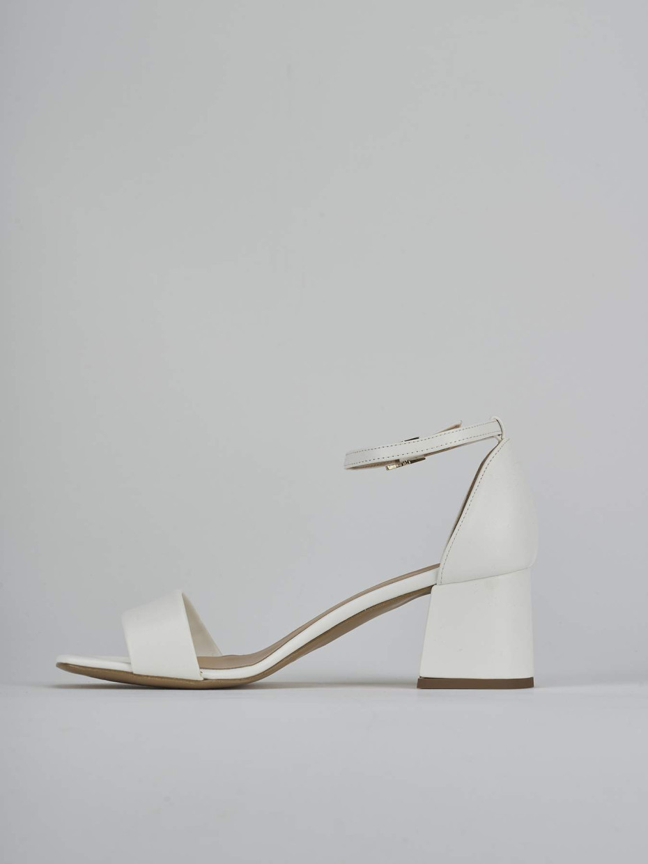 Sandalo tacco 6 cm bianco pelle