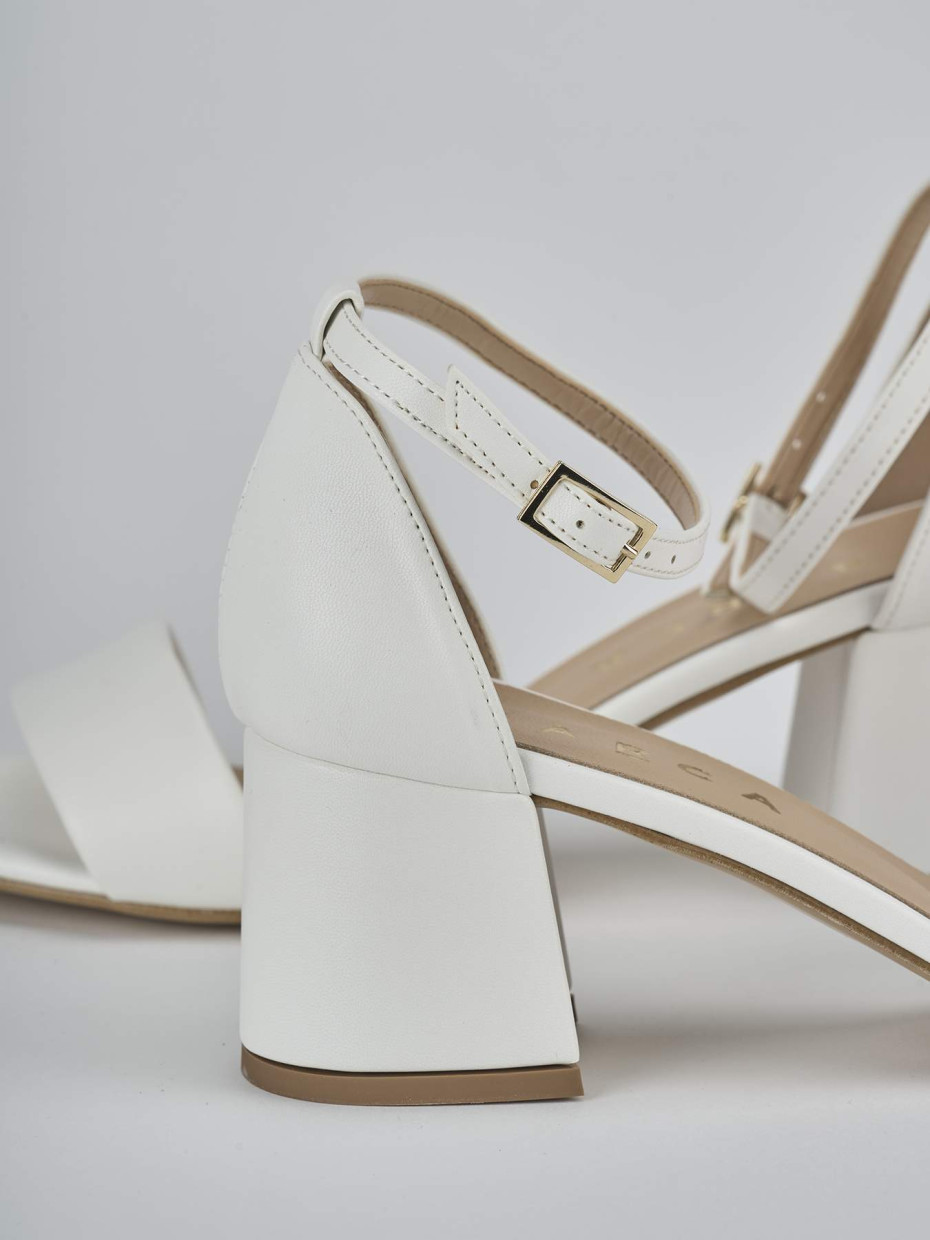 Sandalo tacco 6 cm bianco pelle