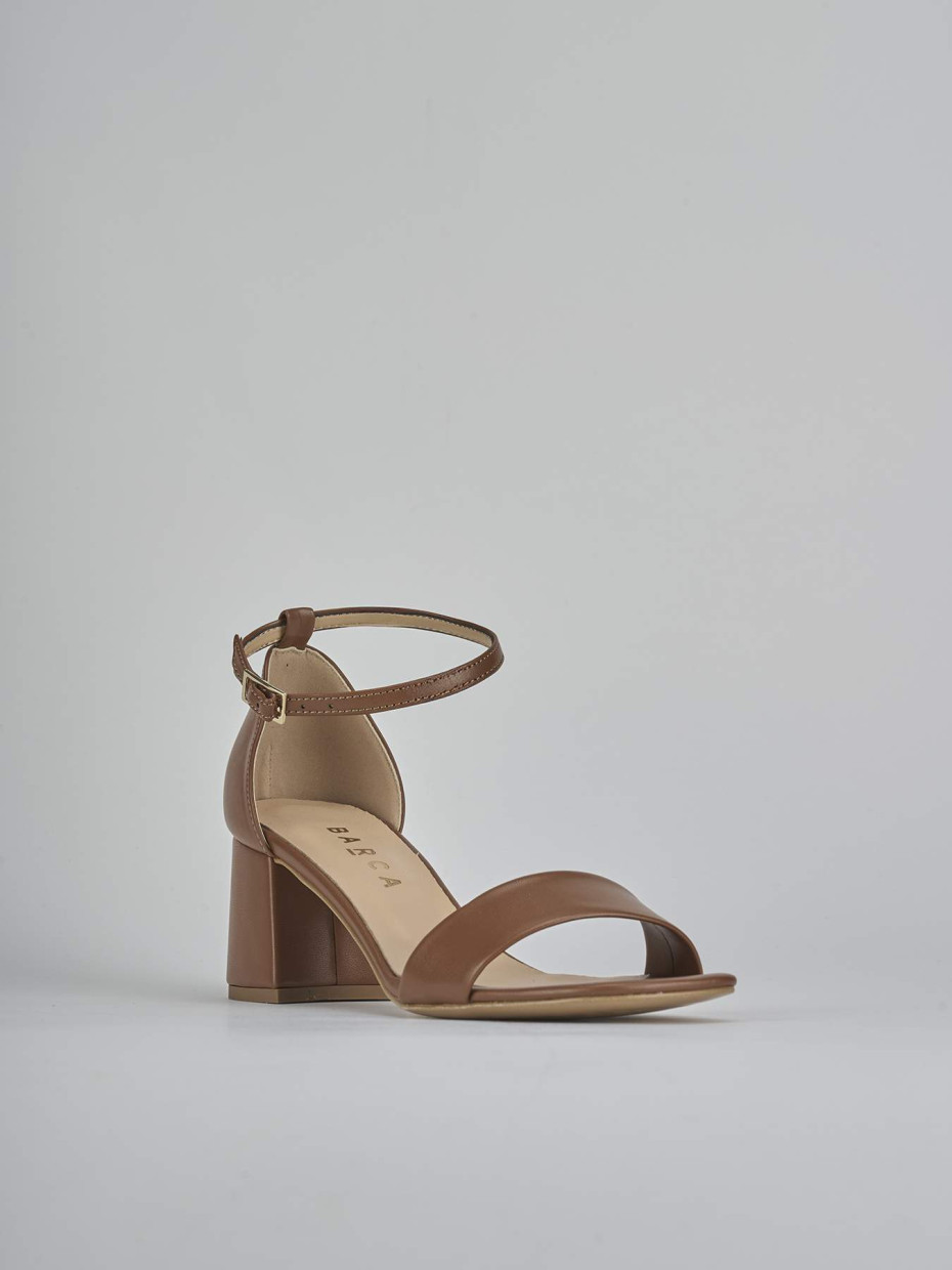 Sandalo tacco 6 cm marrone pelle