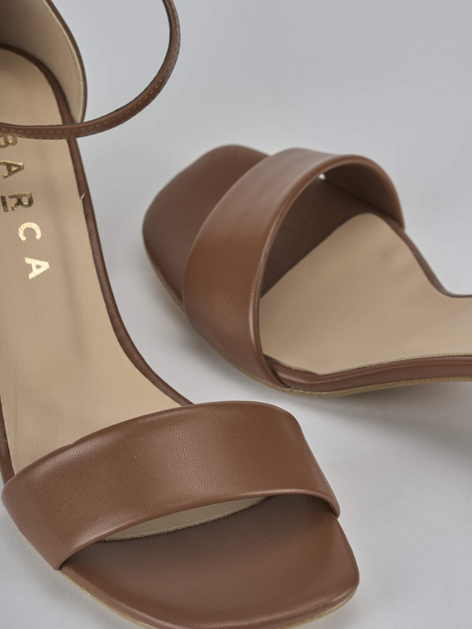 Sandalo tacco 6 cm marrone pelle