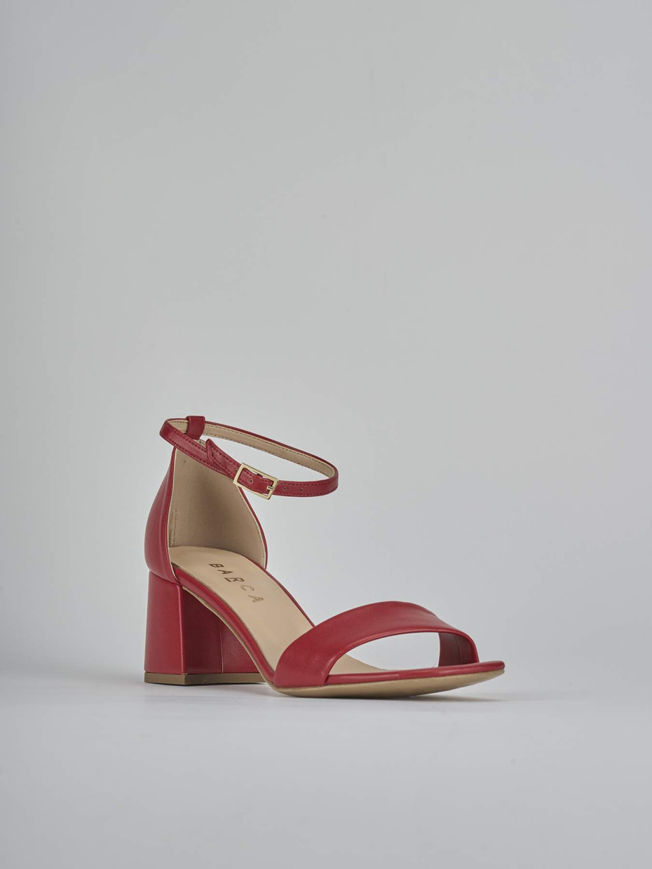 Sandalo tacco 6 cm rosso pelle