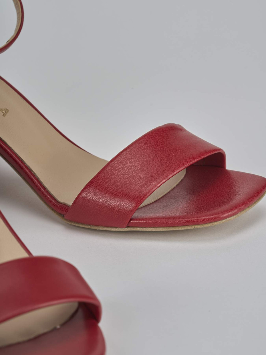 Sandalo tacco 6 cm rosso pelle