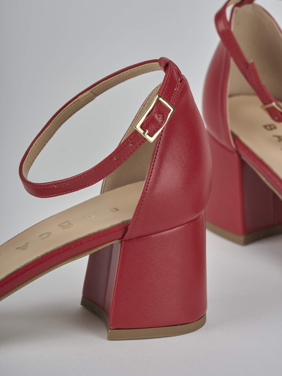 Sandalo tacco 6 cm rosso pelle