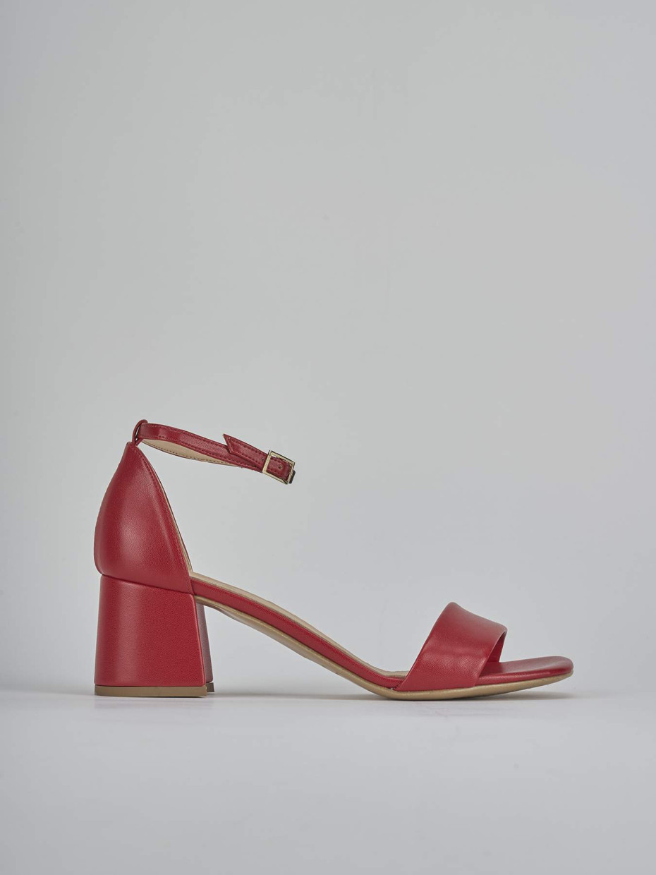 Sandalo tacco 6 cm rosso pelle