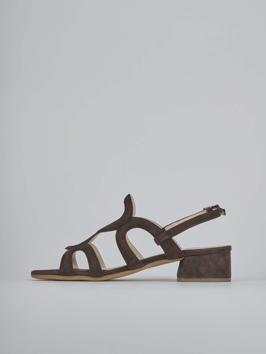 Sandali tacco 3cm camoscio testa
