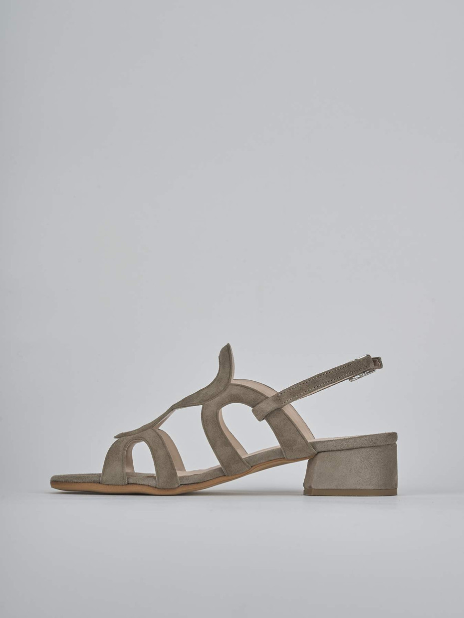Sandali tacco 3cm camoscio beige