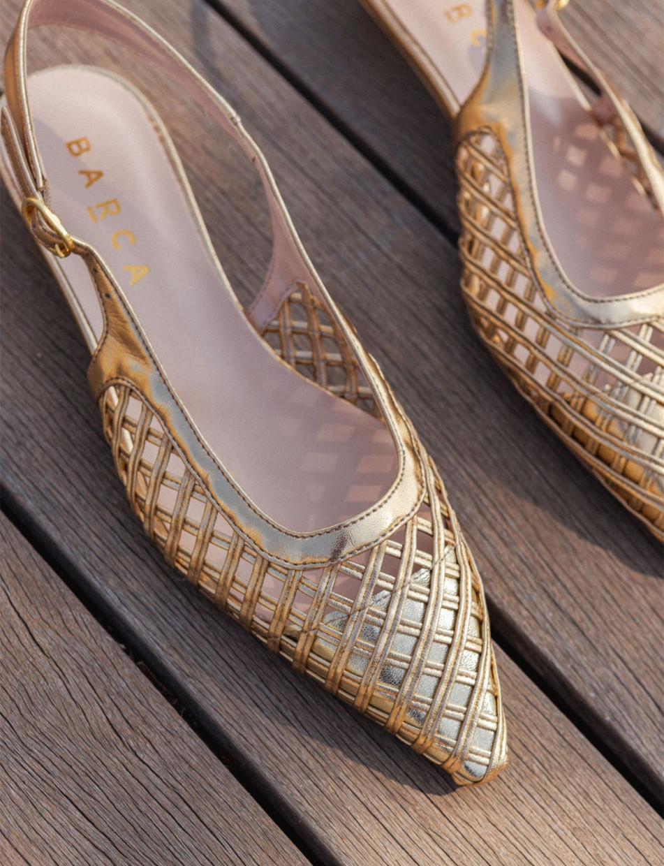 Ballerine tacco 2cm laminato oro