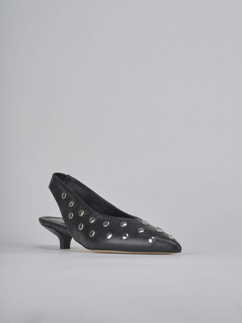 Décolleté e slingback tacco 4cm pelle nero