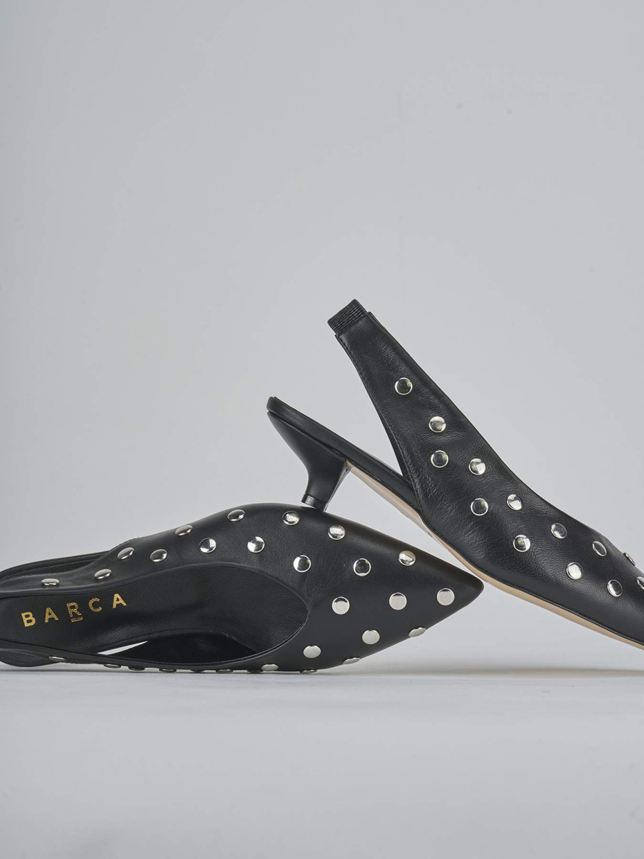 Décolleté e slingback tacco 4cm pelle nero