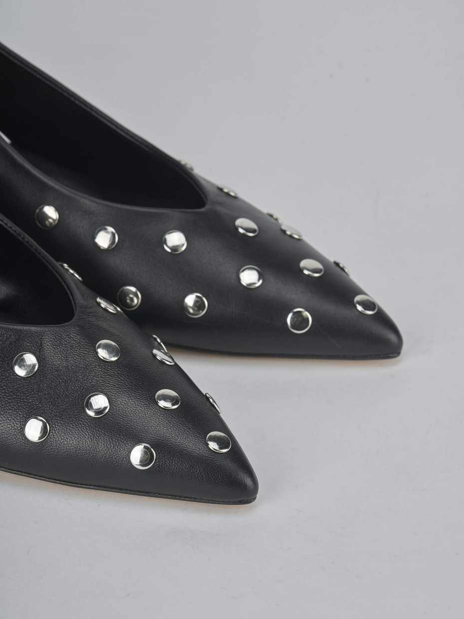 Décolleté e slingback tacco 4cm pelle nero