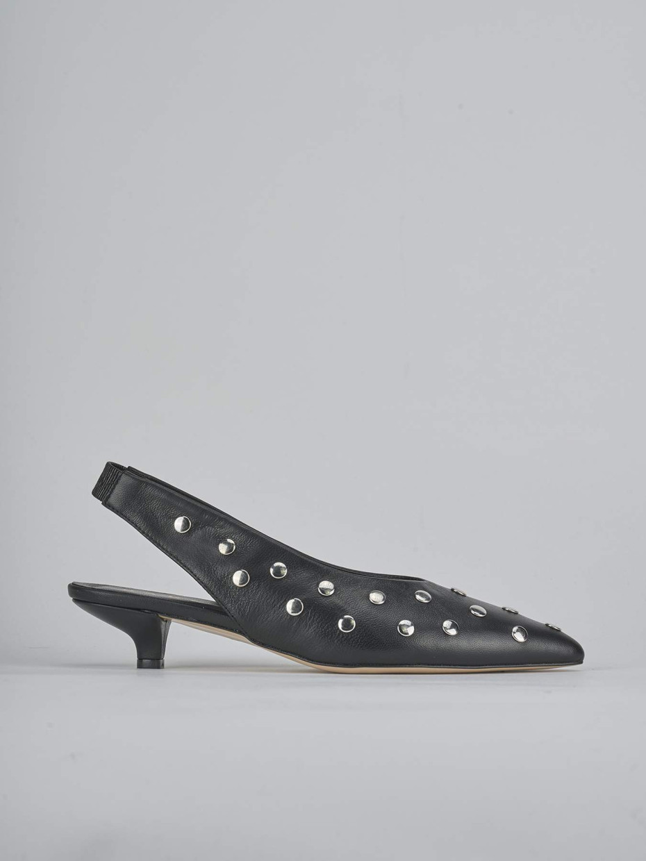 Décolleté e slingback tacco 4cm pelle nero