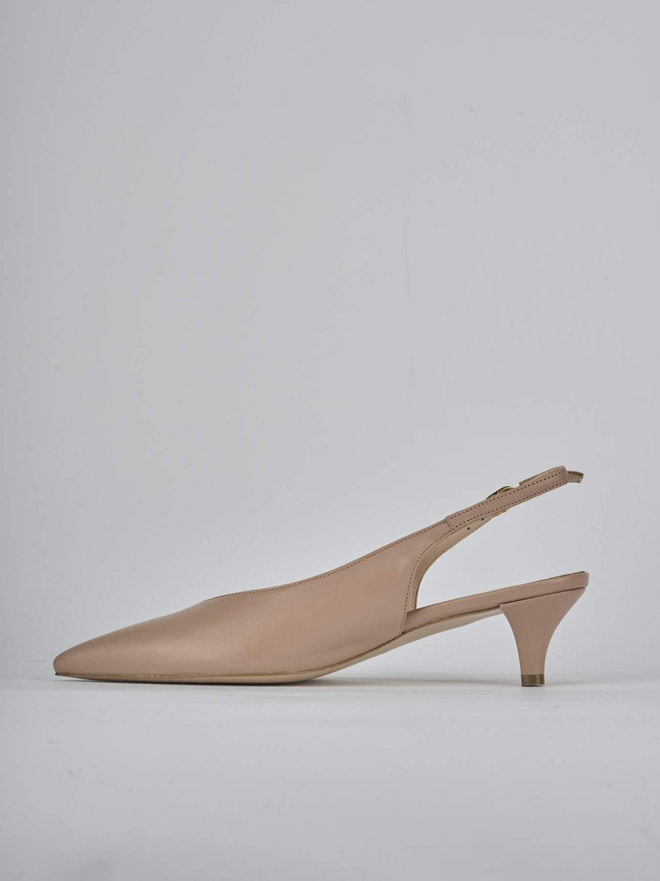 Décolleté e slingback tacco 5cm pelle marrone
